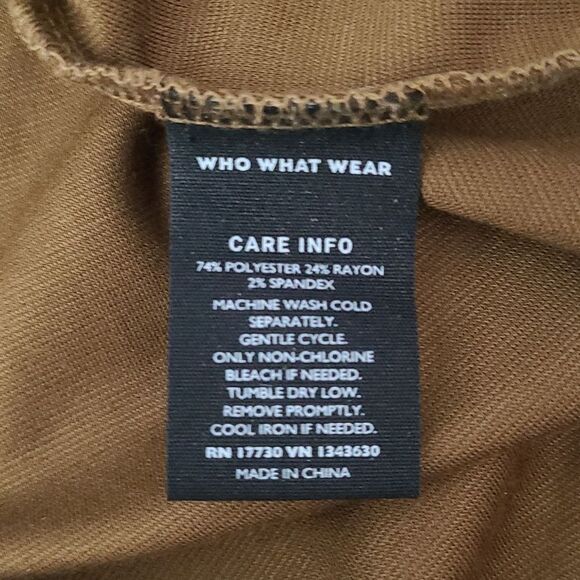 Who What Wear Women's Small Shirt Dress Brown Ruffle Long Sleeve Mock Neck Boho - Picture 14 of 16